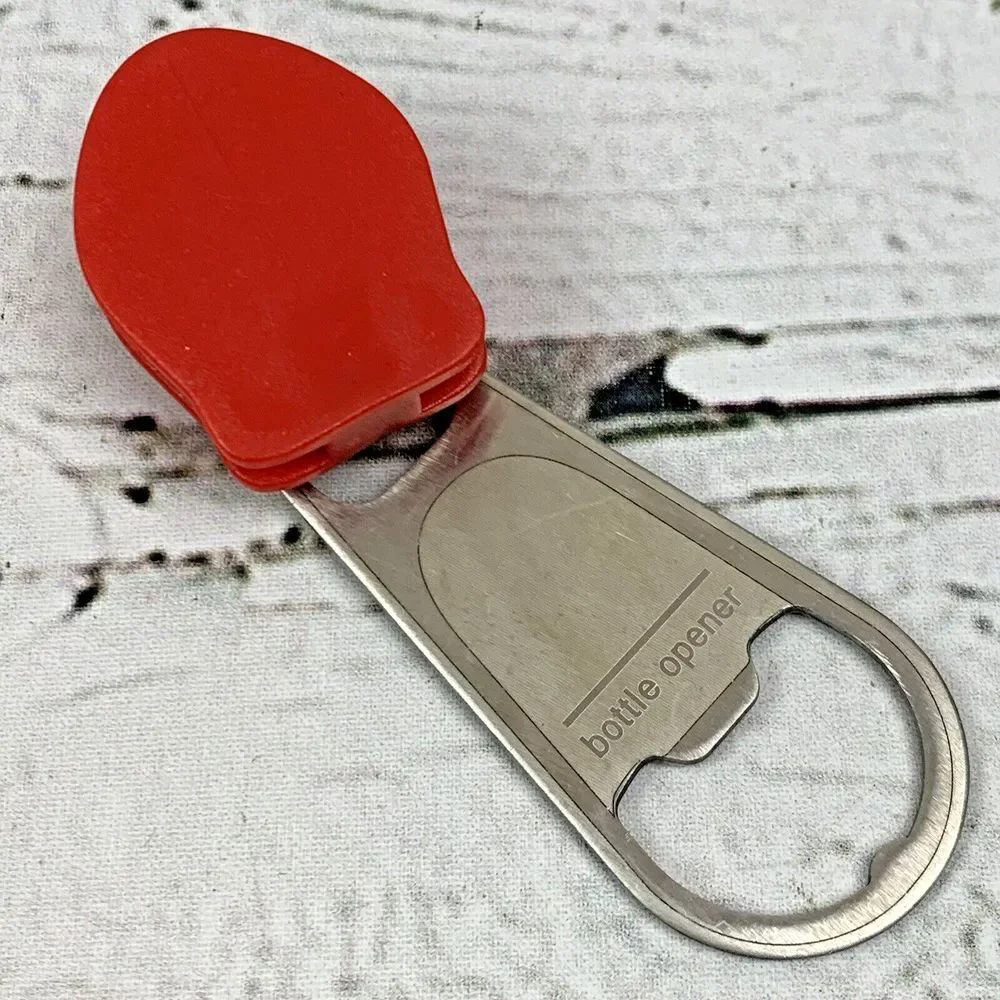 Bottle Opener‎ Zipper Pull Novelty Keychain Barware Red